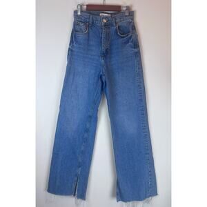 ZARA the 90's Full Length Wide Leg High Rise Denim Medium Wash Women's Size 2